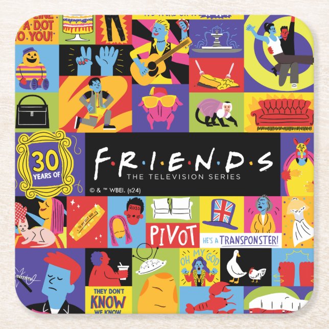 Iconic FRIENDS™ Mönster Underlägg Papper Kvadrat (Framsidan)