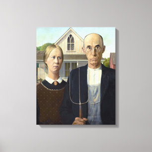 Iconic Grant Wood American Gothic Canvastryck