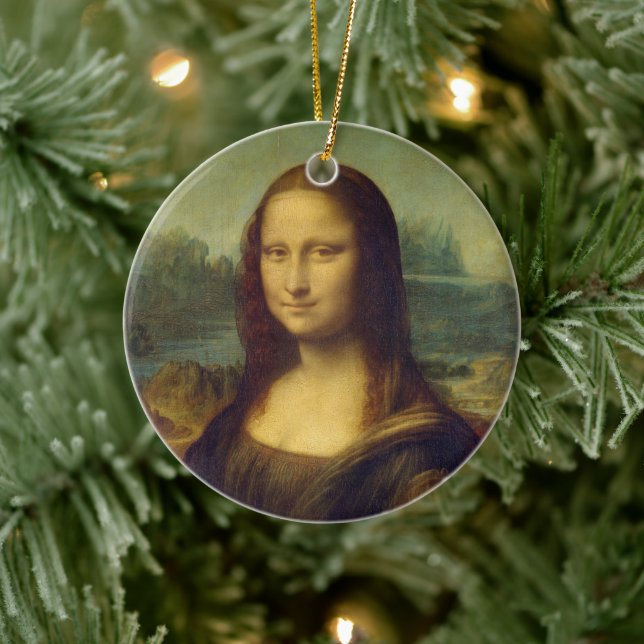 Iconic Leonardo da Vinci Mona Lisa Julgransprydnad Keramik (Träd)