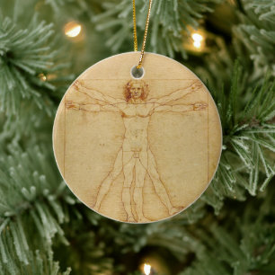 Iconic Leonardo da Vinci Vetruvian Man Julgransprydnad Keramik