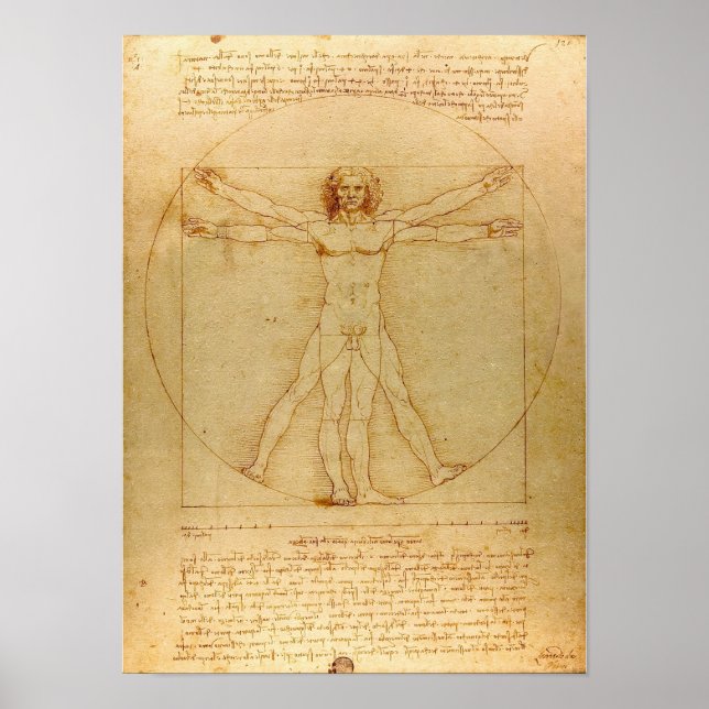 Iconic Leonardo da Vinci Vetruvian Man Poster (Framsidan)