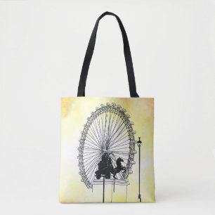 Iconic London Attraktion Pen and Bläck Gult Base Tygkasse
