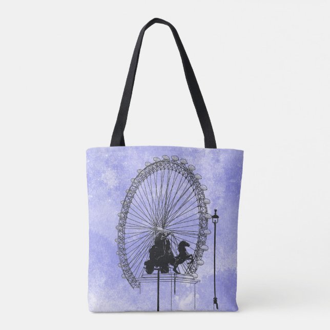Iconic London Attraktion Pen och Bläck Blue Violet Tygkasse (Baksida)