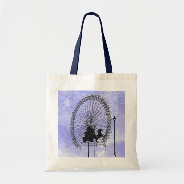Iconic London Attraktion Pen och Bläck Blue Violet Tygkasse (Framsidan)