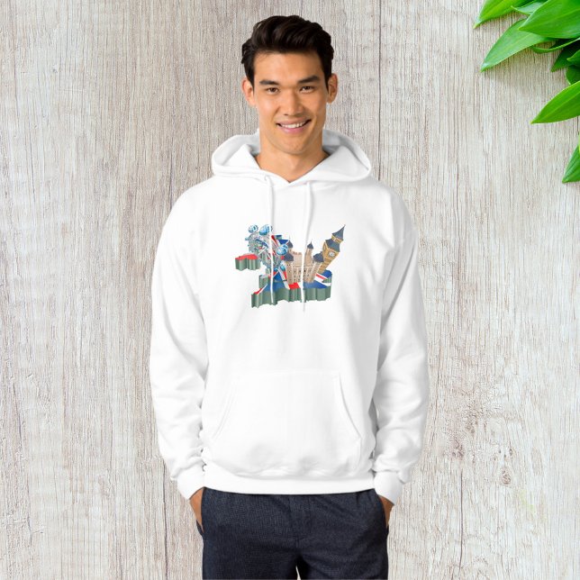 Iconic London Landmarks UK Karta British Travel Hoodie (Skapare uppladdad)