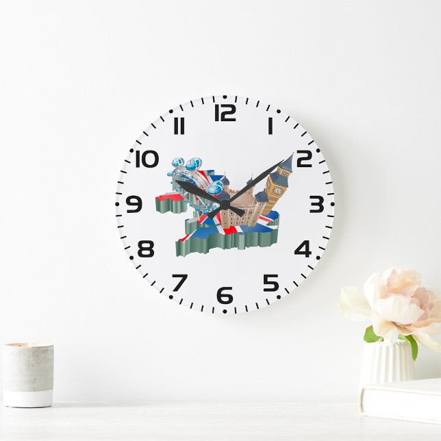 Iconic London Landmarks UK Karta British Travel Stor Klocka (Skapare uppladdad)