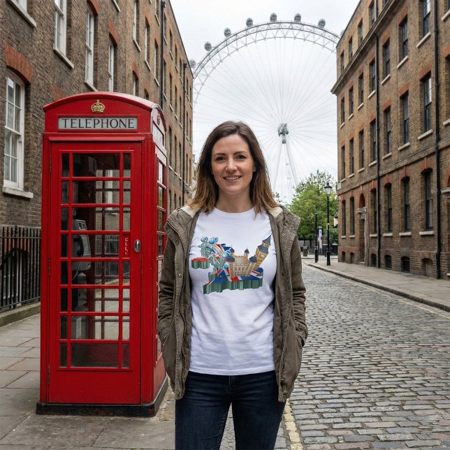 Iconic London Landmarks UK Karta British Travel T Shirt (Skapare uppladdad)