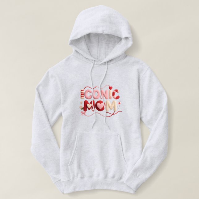 Iconic Mom Faux Yarn Style Hoodie – Cozy Women’s  T Shirt (Design framsida)