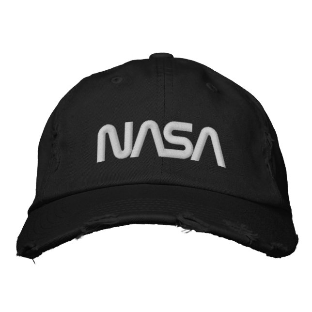 Iconic NASA Circa Eclipse Black Distress Broderad Keps (Framsida)