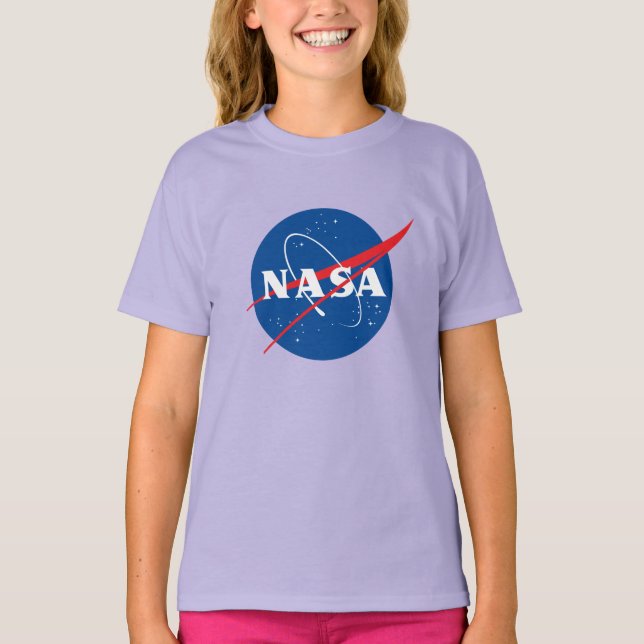 Iconic NASA Girls’ Cotton T-Shirt (Nova Violet) (Framsida)
