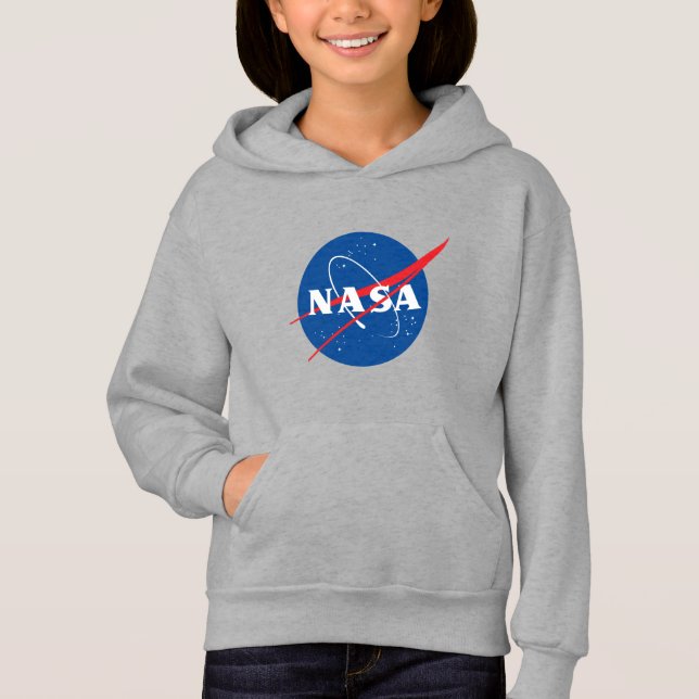 Iconic NASA Girls’ Måne Grått Hoodie (XS-XL) T Shirt (Framsida)
