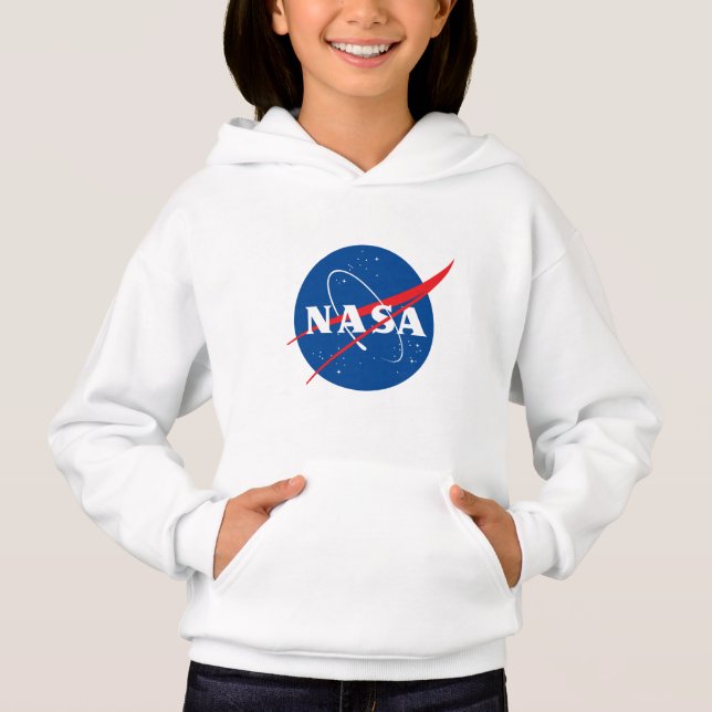Iconic NASA Girls’ Rocket White Hoodie (XS-XL) T Shirt (Framsida)