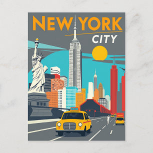 Iconic New York City Gult Cab Vykort