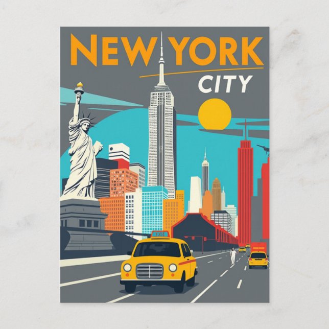 Iconic New York City Gult Cab Vykort (Framsida)