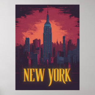 Iconic New York Cityscape - Natt Skyline Poster