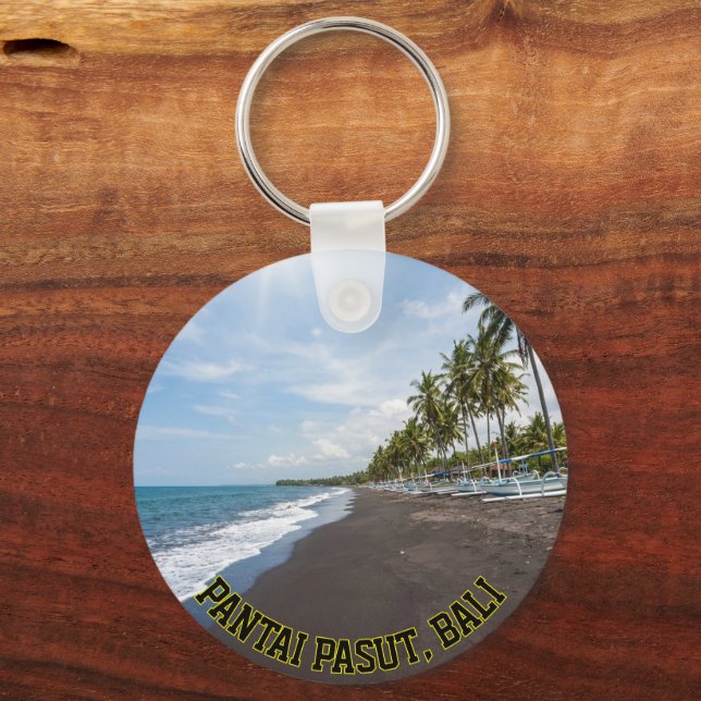 Iconic Pasut Beach Bali Sunset Palm Tree Keychain Nyckelring (Baksida)