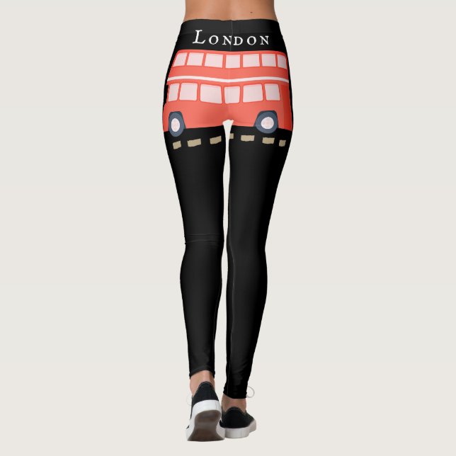 Iconic Red London Buss Black Mode Leggings (Baksida)