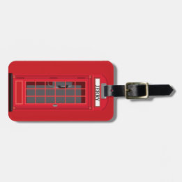 Iconic Red London Phone Booth with name reversible Bagagebricka
