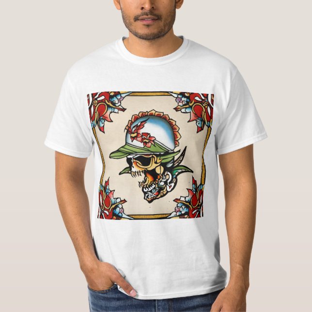 Iconic Sailor Jerry & Ed Hardy Tattoo-mästerverk T Shirt (Framsida)
