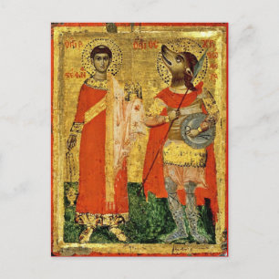 Iconic Saint Christopher med Soldier Vykort