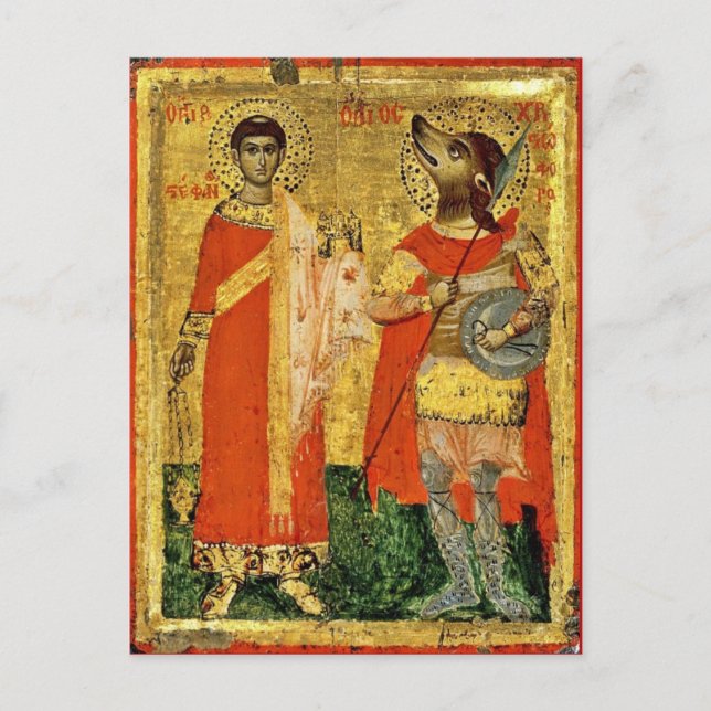 Iconic Saint Christopher med Soldier Vykort (Framsida)