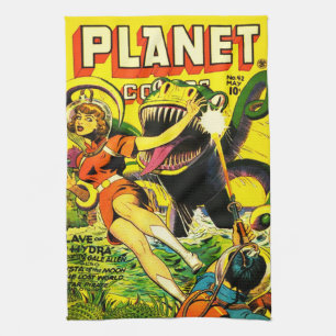 ICONIC SKRÄP- TECKNADER för 40-tal SCI FI Kökshandduk