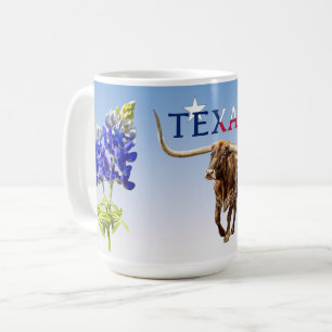 Iconic Texas on light blue, Mugg