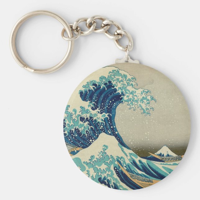Iconic Underbar Wave off Kanagawa Mount Fuji Japan Nyckelring (Framsidan)