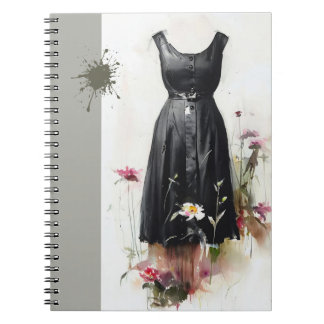Iconic Victorian Vintage Black and White Dress Anteckningsbok