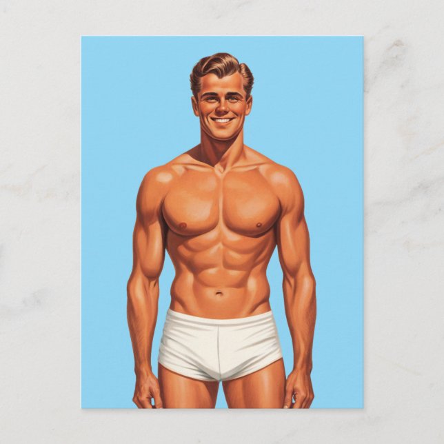 Iconic Vigor: Solo Portrait in Retro Style Vykort (Framsida)