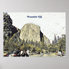 Iconic Yosemite National Park US Sten Mountain Poster