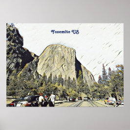 Iconic Yosemite National Park US Sten Mountain Poster