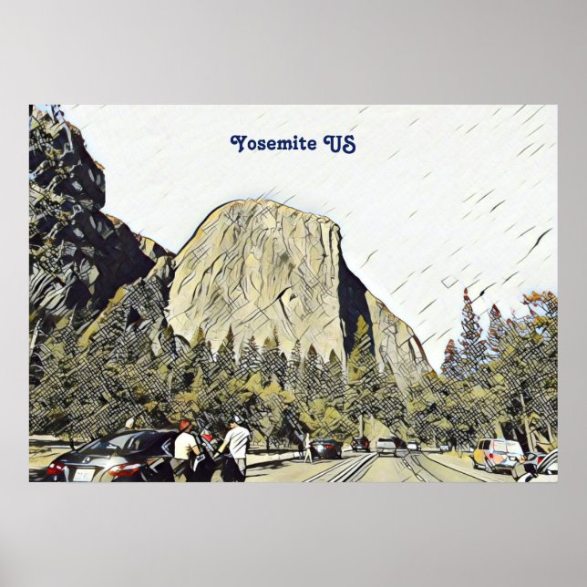 Iconic Yosemite National Park US Sten Mountain Poster (Framsidan)