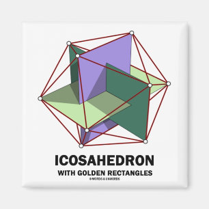 Icosahedron med guld- rektanglar (geometri) magnet
