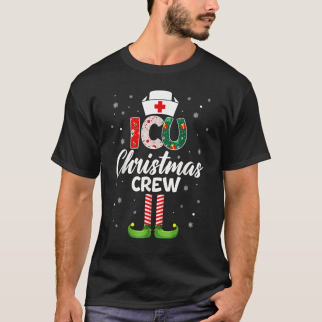 ICU Christmas Nurse Crew Family Group Nursing Xmas T Shirt (Framsida)