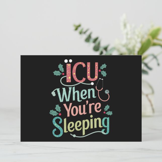 ICU när du sover ICU-sjuksköterska jul  Julkort (Stående Fram)