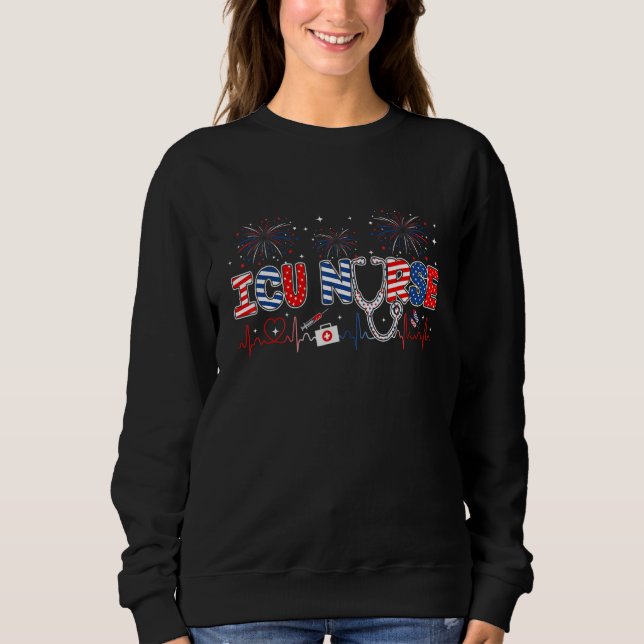Icu Nurse 4:e juli Amerikanska patriotiska USA Ste T Shirt (Framsida)