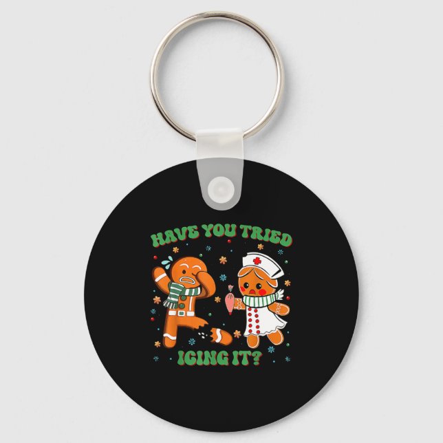 Icu Nurse Christmas Cute Gingerbread Have You Trie Nyckelring (Framsida)