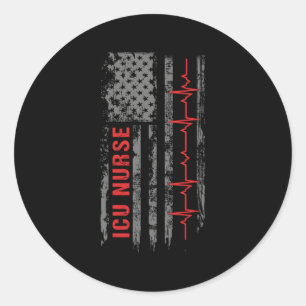Icu Nurse Critical Care American Flagga Runt Klistermärke