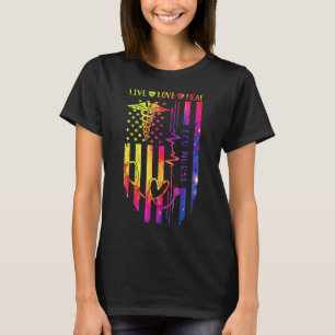ICU Nurse Flagga USA Intensive Care Nursing Tie T Shirt
