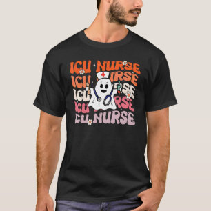 ICU Nurse Groovy Funny Halloween Ghost Nursing Cos T Shirt