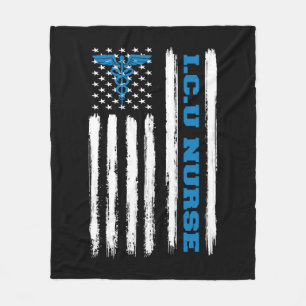 Icu Nurse Intensive Care Unit American Flagga Patr Fleecefilt