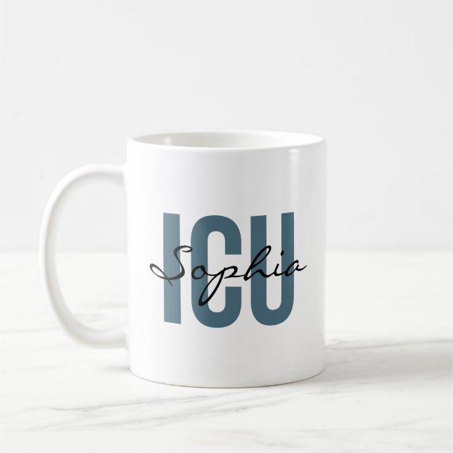 ICU Nurse Personalized Name Minimalist Typography Kaffemugg (Vänster)