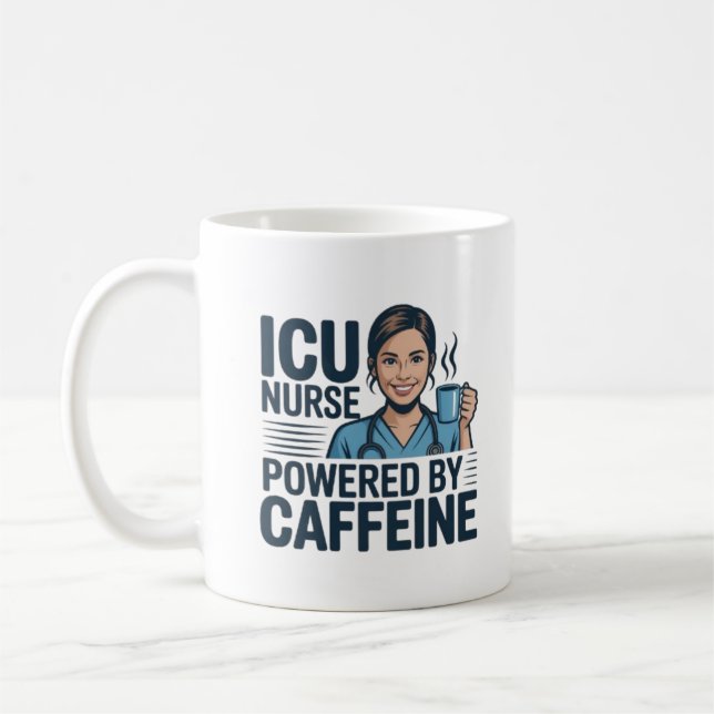 ICU Nurse Powered By Caffeine Funny Nurse Coffee M Kaffemugg (Vänster)