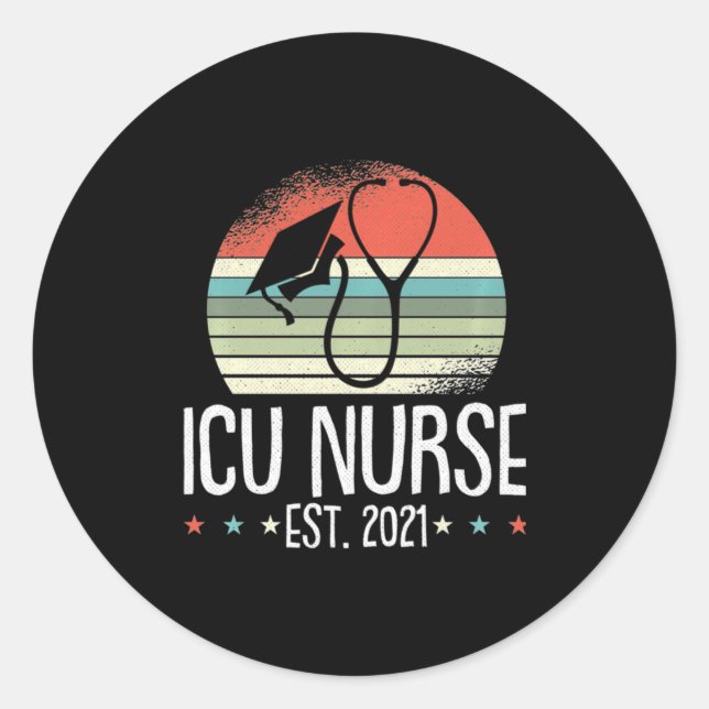 Icu Nurse Runt Klistermärke (Framsida)