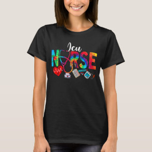 ICU Nurse Tie Dye Kärlek Heart Stethoscope RN Nurs T Shirt