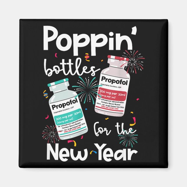 Icu Nurses New Year Eve Outfits Pn Bottles Cu Er N Magnet (Framsidan)