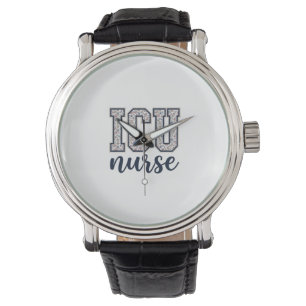 ICU-sjuksköterska Blommig Varsityskjorta Design_1 Armbandsur