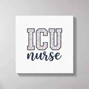 ICU-sjuksköterska Blommig Varsityskjorta Design_1 Canvastryck
