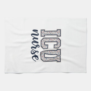 ICU-sjuksköterska Blommig Varsityskjorta Design_1 Kökshandduk